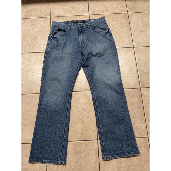 Ariat Other - Ariat Jeans Mens 34x32 M4 Rebar Relaxed Boot Cut Blue Denim Stretch Work Wear